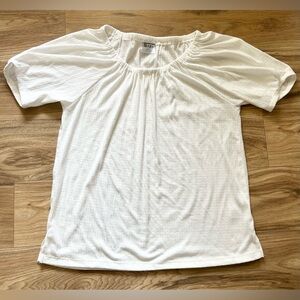 1775 Blouse Top Women’s M Ivory USA Block Pattern Casual‎ Comfy Closet Staple